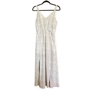 Mello Day White Black Polka Dot Maxi Dress Sz M Slits Coastal Boho Cottage Fairy